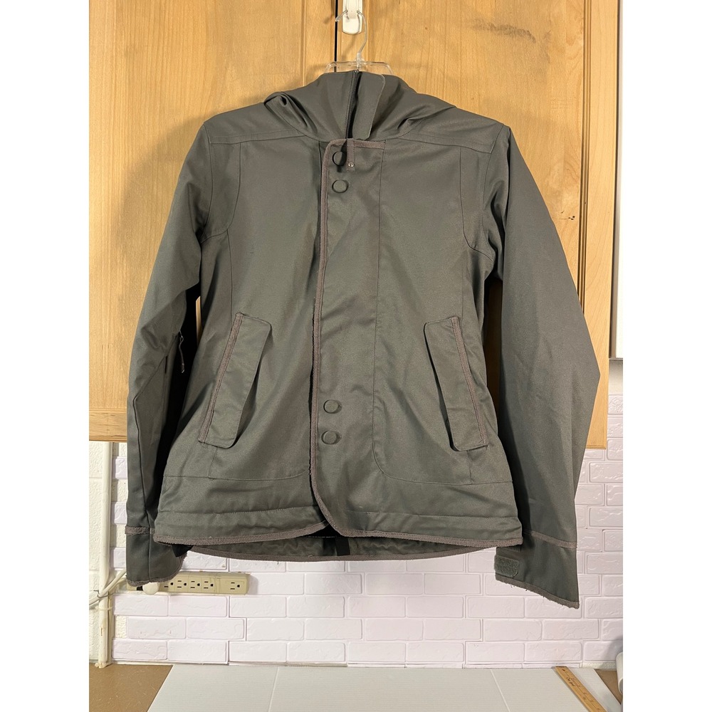 Burton Snowboard Jacket Women Large Green Dryride Hooded Insulated Ski Coat